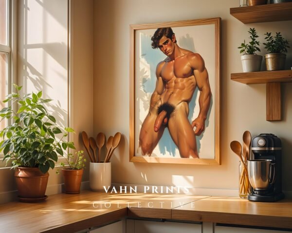 Modern Nude Male Wall Art Clean Figure Sketch