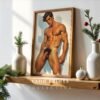 Modern Nude Male Wall Art Clean Figure Sketch