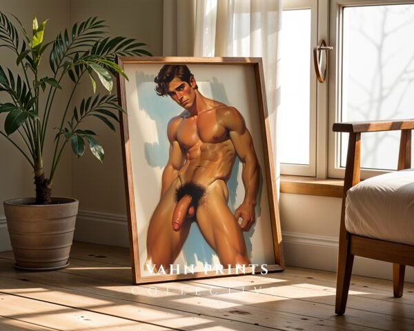 Modern Nude Male Wall Art Clean Figure Sketch