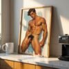 Modern Nude Male Wall Art Clean Figure Sketch