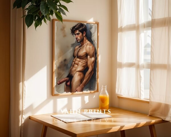Male Nude Body Line Art Poster Minimalist Printable