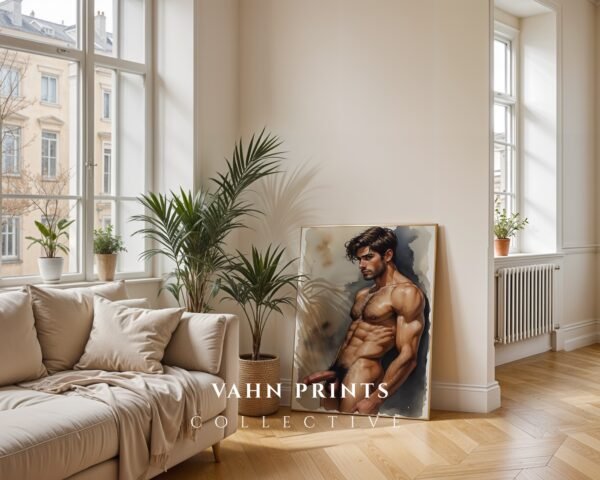 Male Nude Body Line Art Poster Minimalist Printable