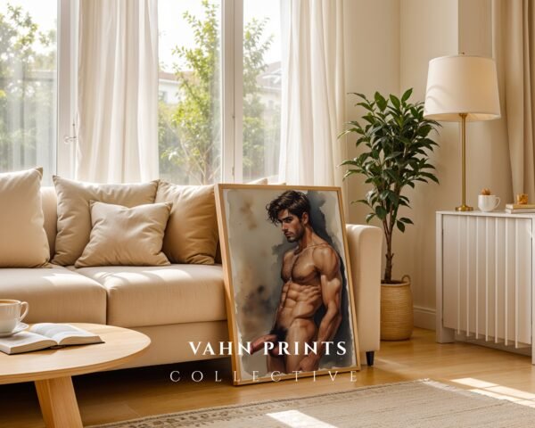 Male Nude Body Line Art Poster Minimalist Printable