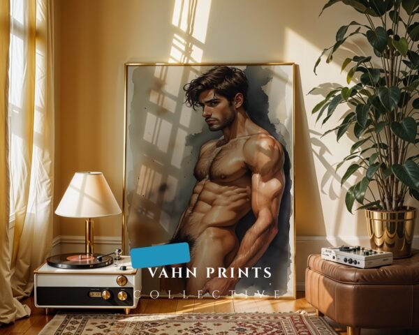 Male Nude Body Line Art Poster Minimalist Printable