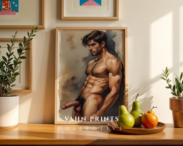 Male Nude Body Line Art Poster Minimalist Printable