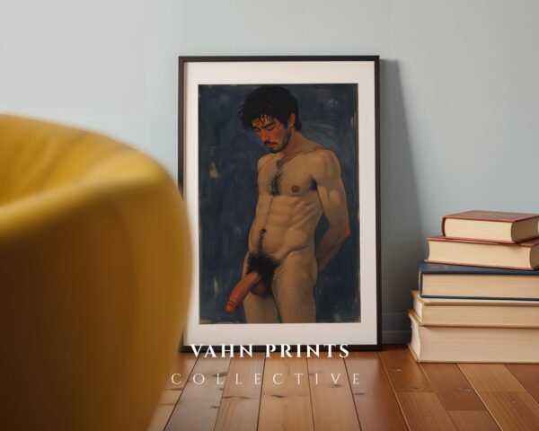 Masculine Nude Figure Wall Art Modern Line Drawing