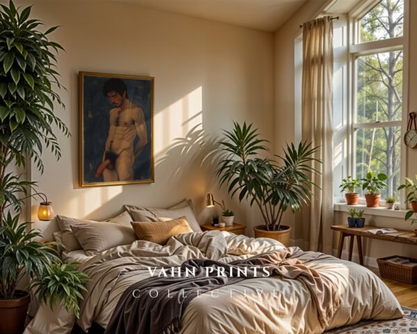 Masculine Nude Figure Wall Art Modern Line Drawing