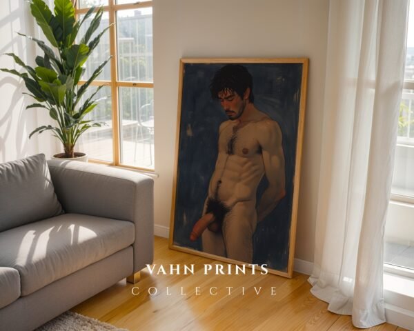 Masculine Nude Figure Wall Art Modern Line Drawing