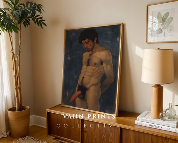 Masculine Nude Figure Wall Art Modern Line Drawing