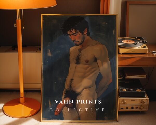 Masculine Nude Figure Wall Art Modern Line Drawing