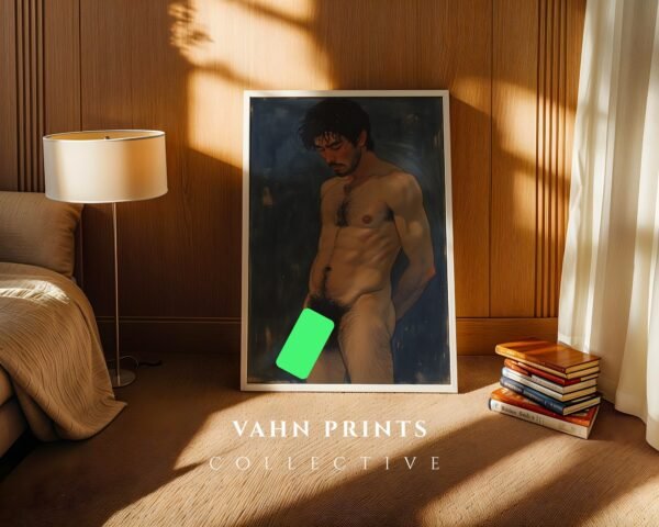 Masculine Nude Figure Wall Art Modern Line Drawing