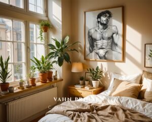 Male Nude Form Illustration Wall Art Contemporary Style