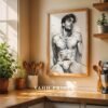 Male Nude Form Illustration Wall Art Contemporary Style