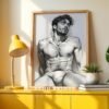 Male Nude Form Illustration Wall Art Contemporary Style