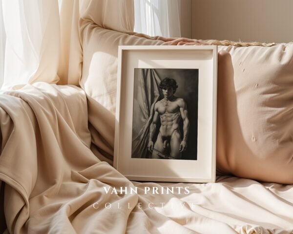 Minimal Nude Male Drawing Wall Art Elegant Design