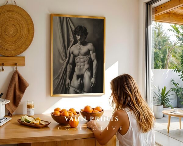 Minimal Nude Male Drawing Wall Art Elegant Design