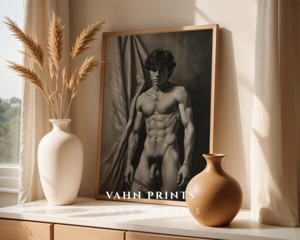 Minimal Nude Male Drawing Wall Art Elegant Design
