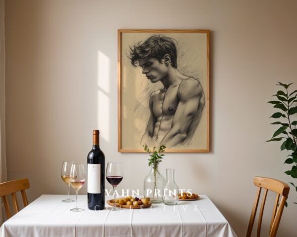 Male Nude Body Outline Drawing Modern Wall Art