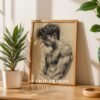 Male Nude Body Outline Drawing Modern Wall Art