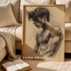 Male Nude Body Outline Drawing Modern Wall Art