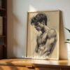 Male Nude Body Outline Drawing Modern Wall Art