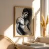 Stylish Nude Male Figure Line Art Printable Decor