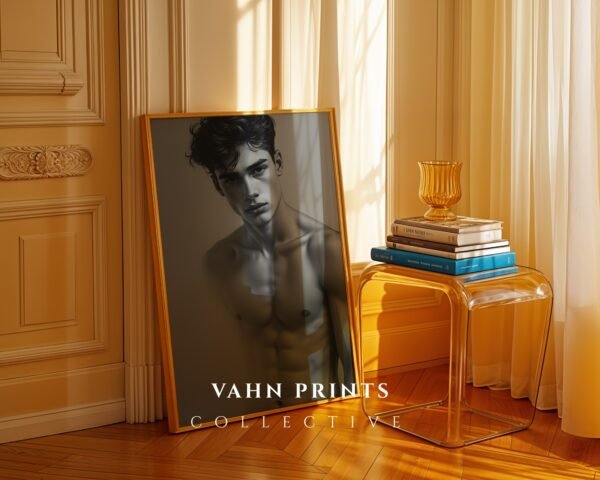 Modern Male Nude Wall Art Simple Line Illustration