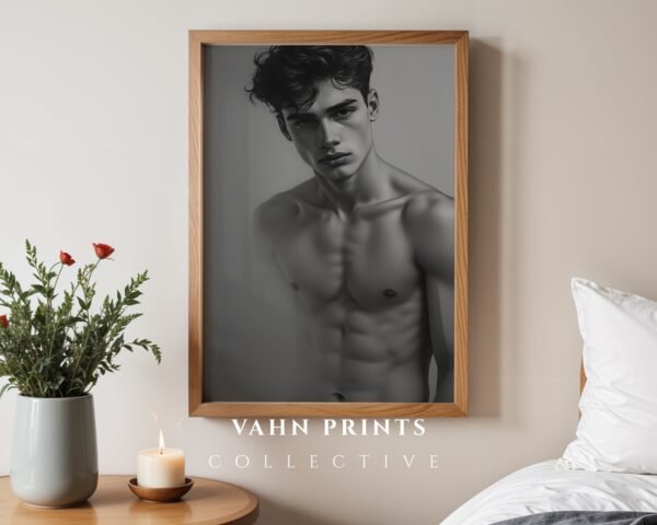 Modern Male Nude Wall Art Simple Line Illustration