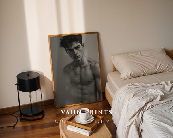 Modern Male Nude Wall Art Simple Line Illustration
