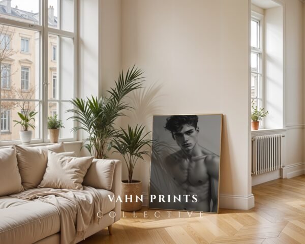 Modern Male Nude Wall Art Simple Line Illustration