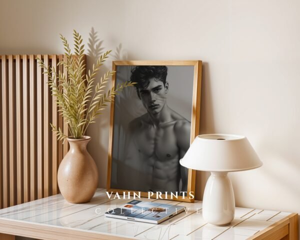 Modern Male Nude Wall Art Simple Line Illustration