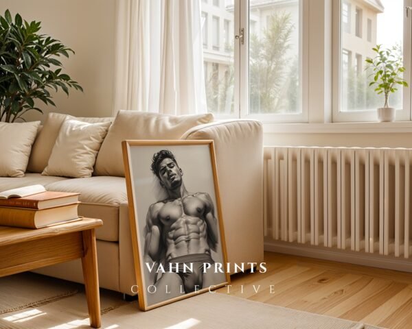 Male Nude Figure Study Wall Art Minimalist Print