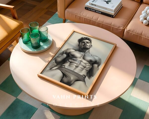 Male Nude Figure Study Wall Art Minimalist Print