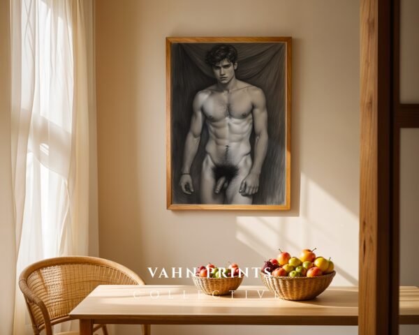 Artistic Nude Male Line Drawing Wall Decor