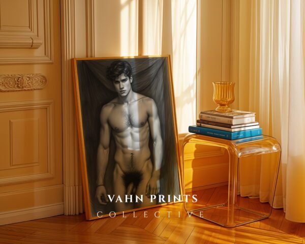 Artistic Nude Male Line Drawing Wall Decor