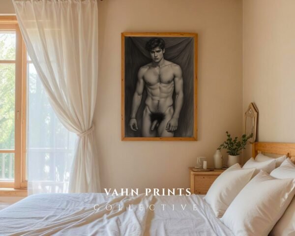 Artistic Nude Male Line Drawing Wall Decor