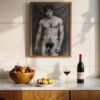 Artistic Nude Male Line Drawing Wall Decor