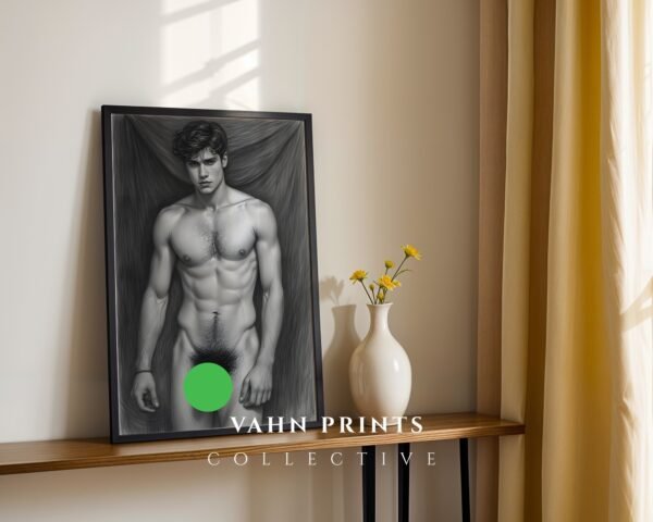 Artistic Nude Male Line Drawing Wall Decor