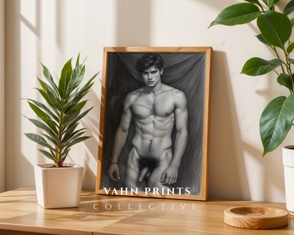 Artistic Nude Male Line Drawing Wall Decor