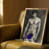 Artistic Nude Male Line Drawing Wall Decor