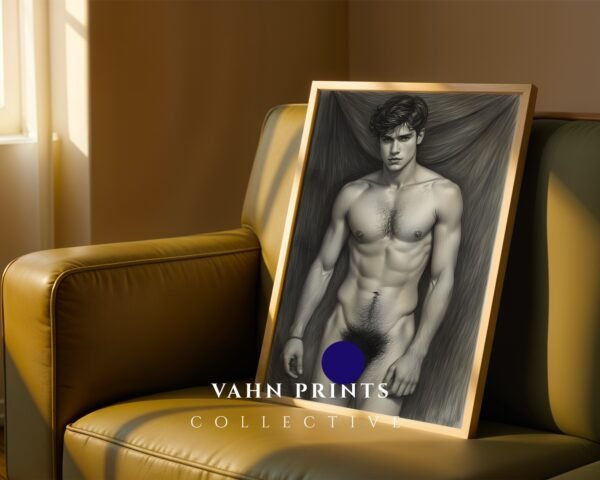Artistic Nude Male Line Drawing Wall Decor
