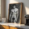 Artistic Nude Male Line Drawing Wall Decor