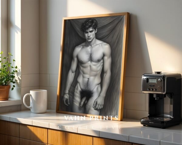 Artistic Nude Male Line Drawing Wall Decor