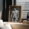 Artistic Nude Male Line Drawing Wall Decor