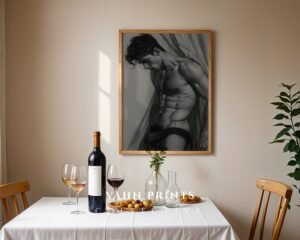 Male Nude Body Art Sketch Minimalist Wall Print