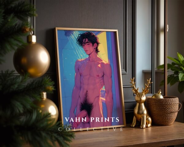 Modern Nude Male Illustration Wall Art Download