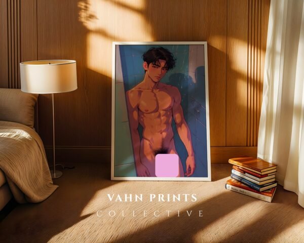 V184c_m10 Clean Nude Male Figure Line Art Contemporary Decor