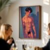V184c_m8 Clean Nude Male Figure Line Art Contemporary Decor