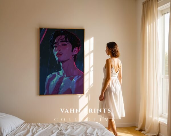 Male Nude Gesture Line Drawing Wall Art Minimal Style