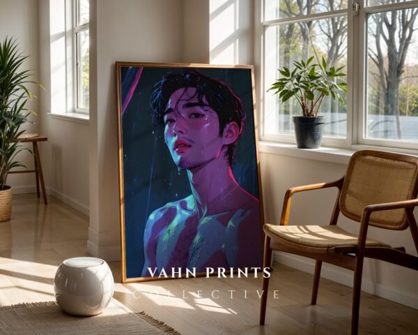 Male Nude Gesture Line Drawing Wall Art Minimal Style